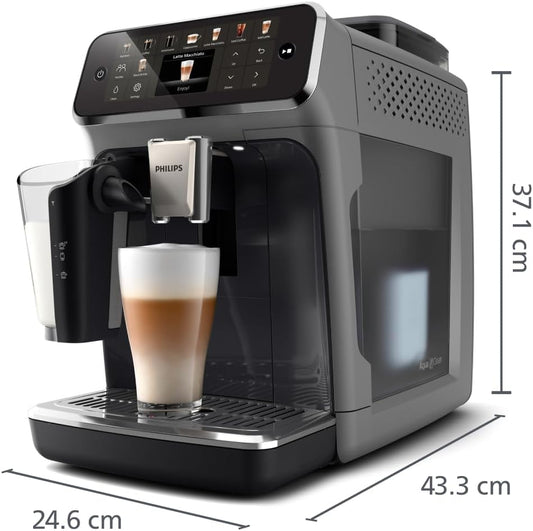 Expresso broyeur Série 5500 (EP5544/50) – 20 Boissons Chaudes et Glacées, Carafe LatteGo facile à nettoyer,QuickStart,Machine à café à grain Noir/Argent