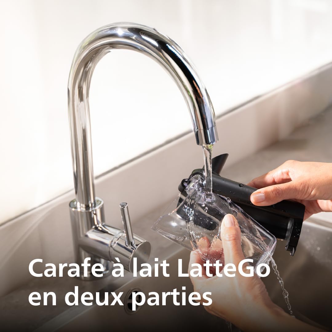 Expresso broyeur Série 5500 (EP5544/50) – 20 Boissons Chaudes et Glacées, Carafe LatteGo facile à nettoyer,QuickStart,Machine à café à grain Noir/Argent