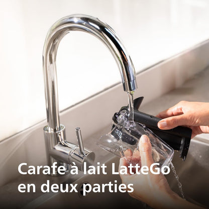 Expresso broyeur Série 5500 (EP5544/50) – 20 Boissons Chaudes et Glacées, Carafe LatteGo facile à nettoyer,QuickStart,Machine à café à grain Noir/Argent